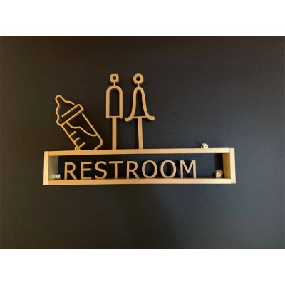 Wholesale Custom Restroom Wall Solid Brass Toilet Vintage Metal Door Signs