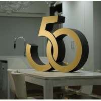 custom made mirror and brushed golden 3d laser cut stainless steel metal letters